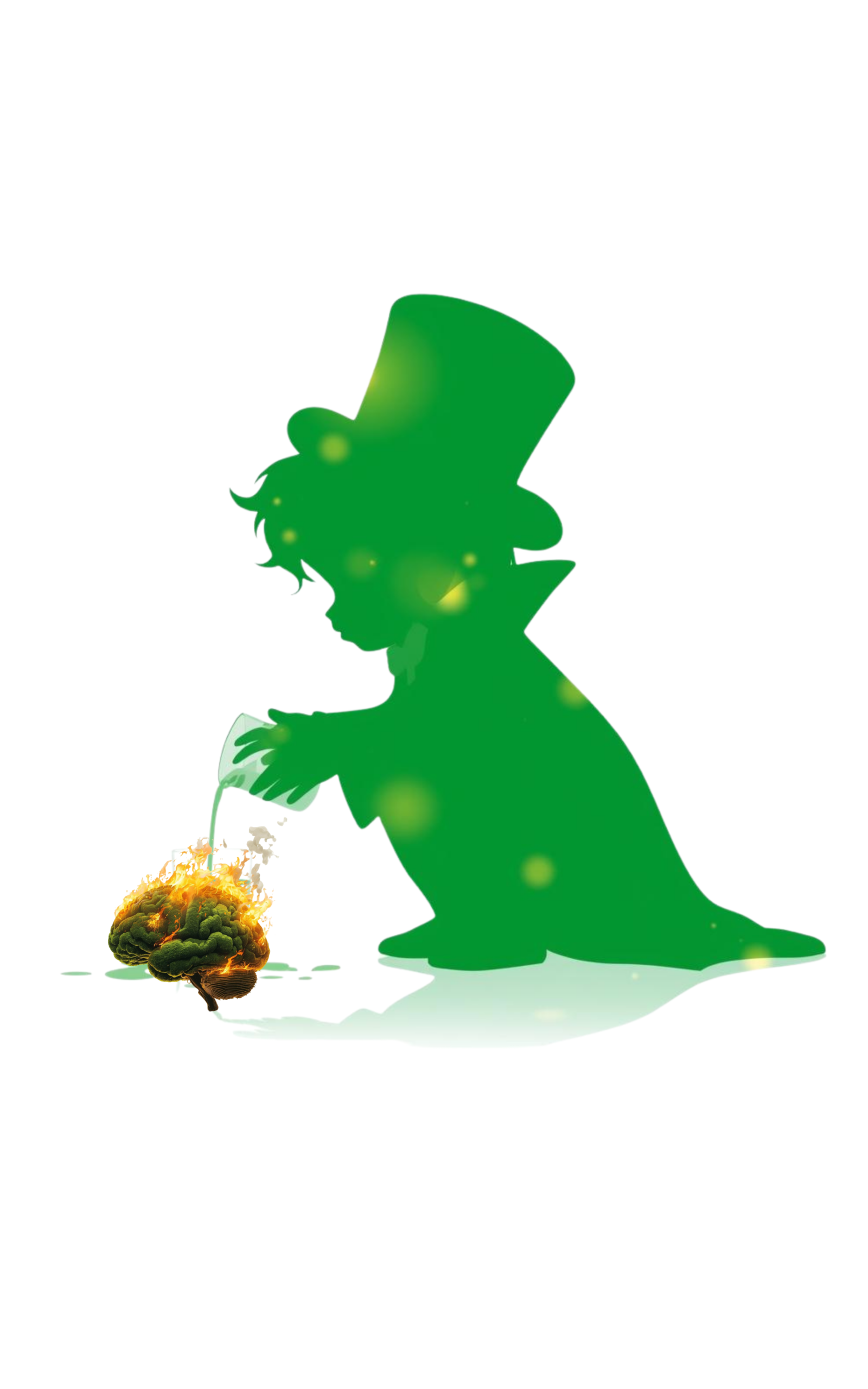 a child dressed like a magician pours water to a small burning brainforest
